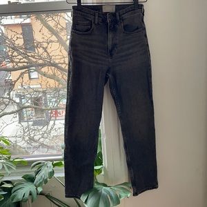 Everlane High Rise Straight Jean - 24 Ankle - Dark Gray Wash